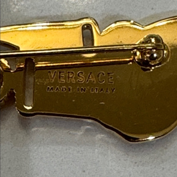 Versace Black And Gold Sunglasses Brooch - Picture 3 of 7